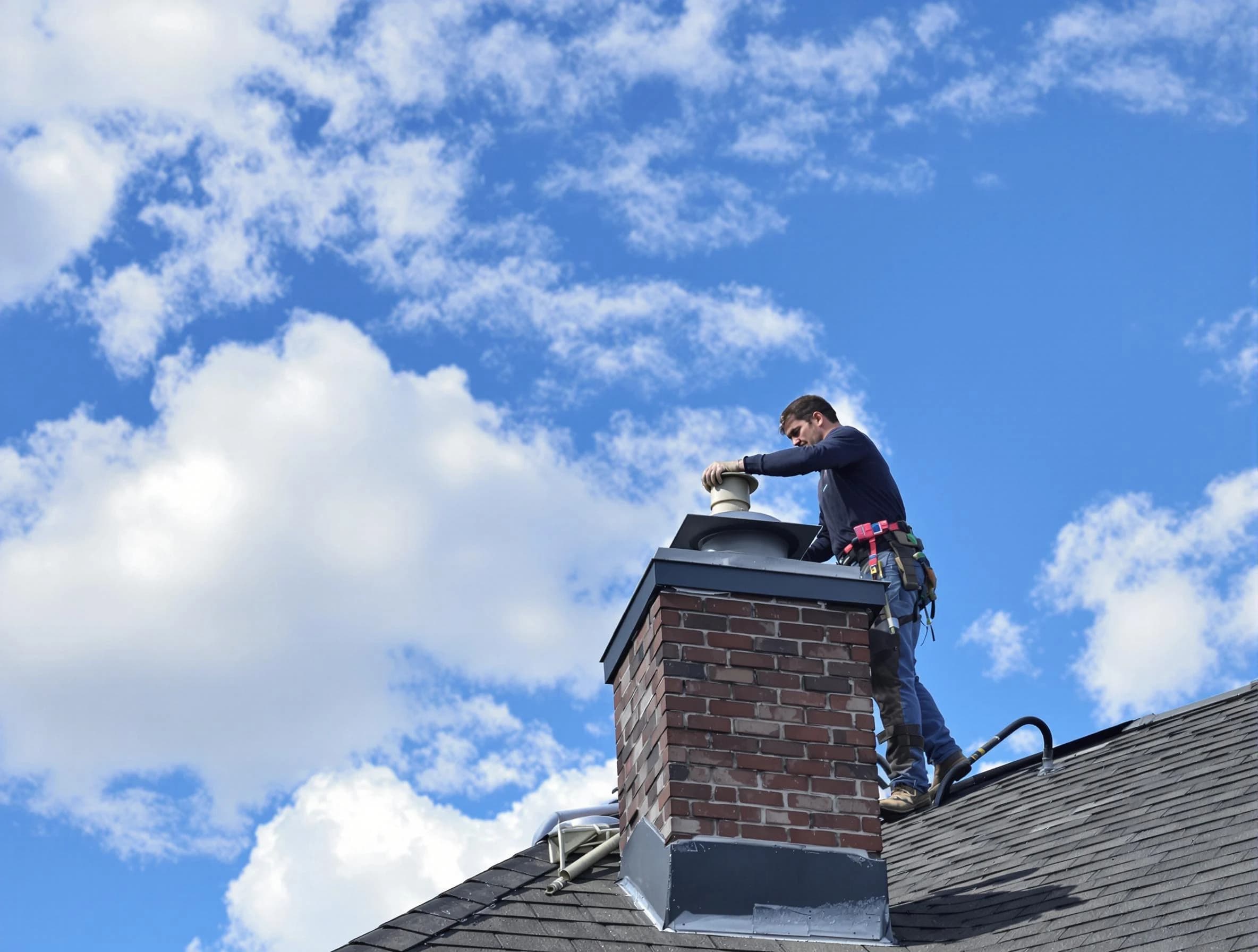 Lexington Chimney Sweep installing a sturdy chimney cap in Lexington, MA