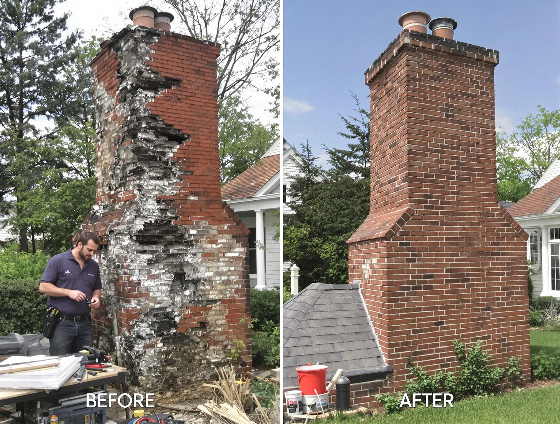 Lexington Chimney Sweep performing a full chimney restoration in Lexington, MA