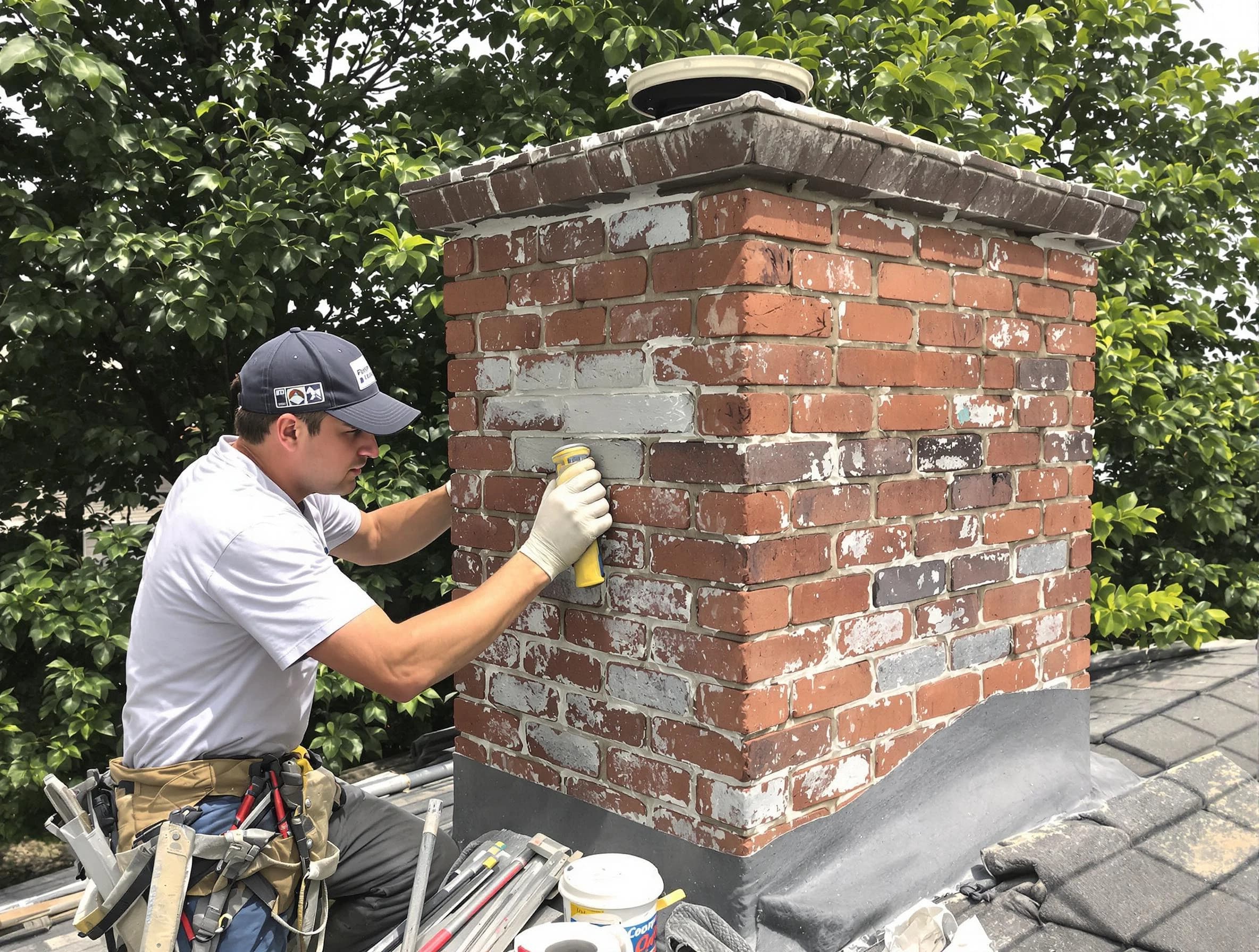 Lexington Chimney Sweep restoring an aging chimney in Lexington, MA