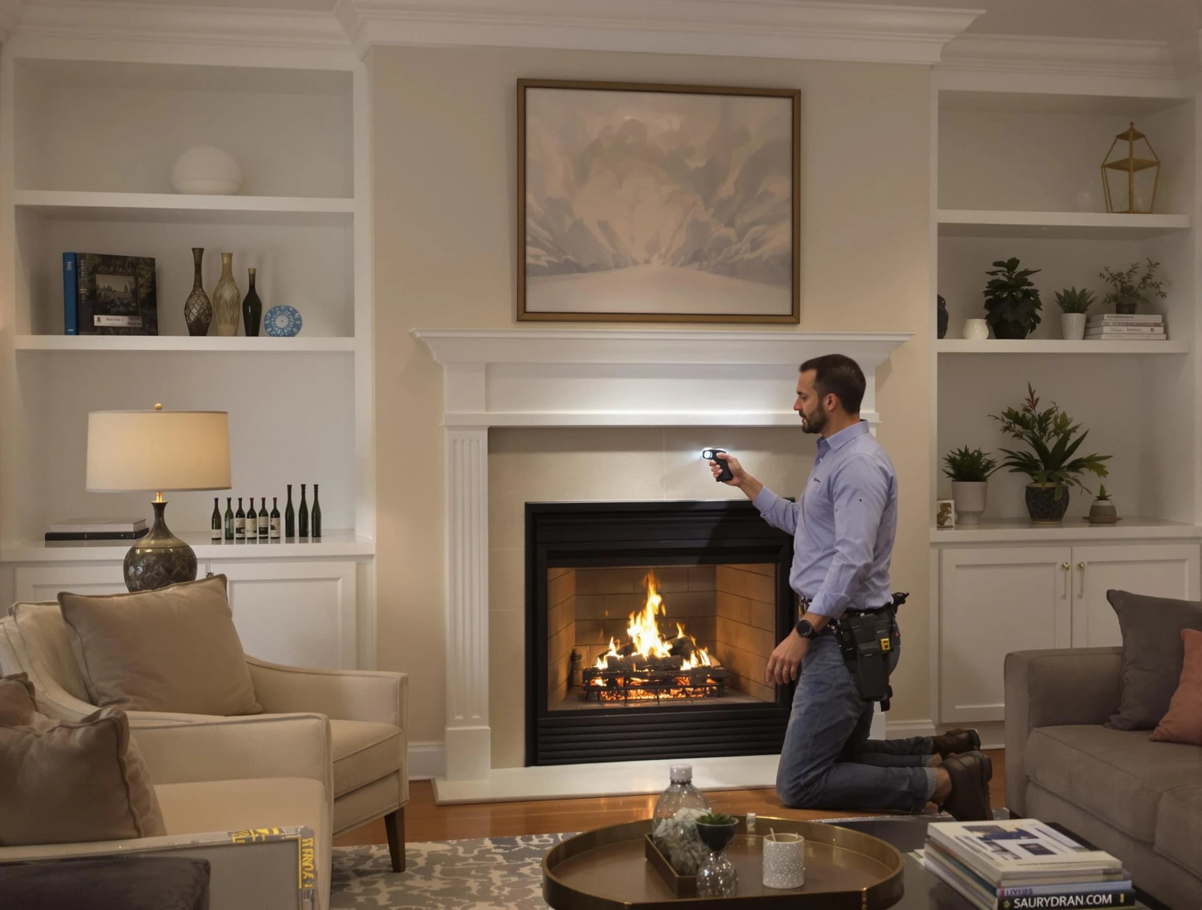 Lexington Chimney Sweep conducting a fireplace safety inspection in Lexington, MA