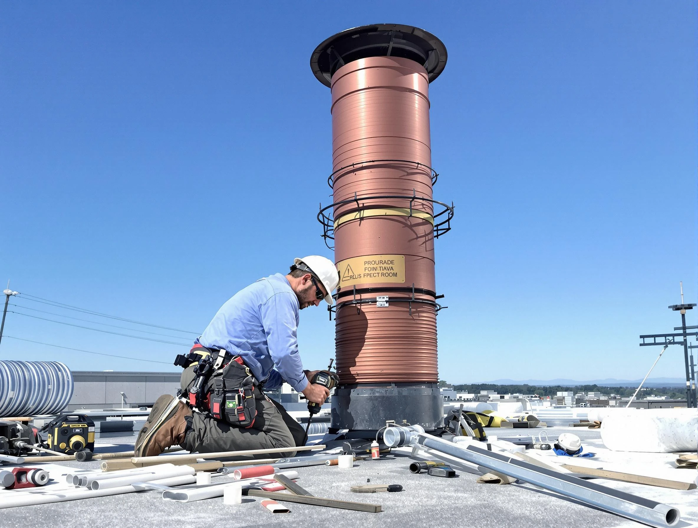 Installed chimney liner by Lexington Chimney Sweep in Lexington, MA