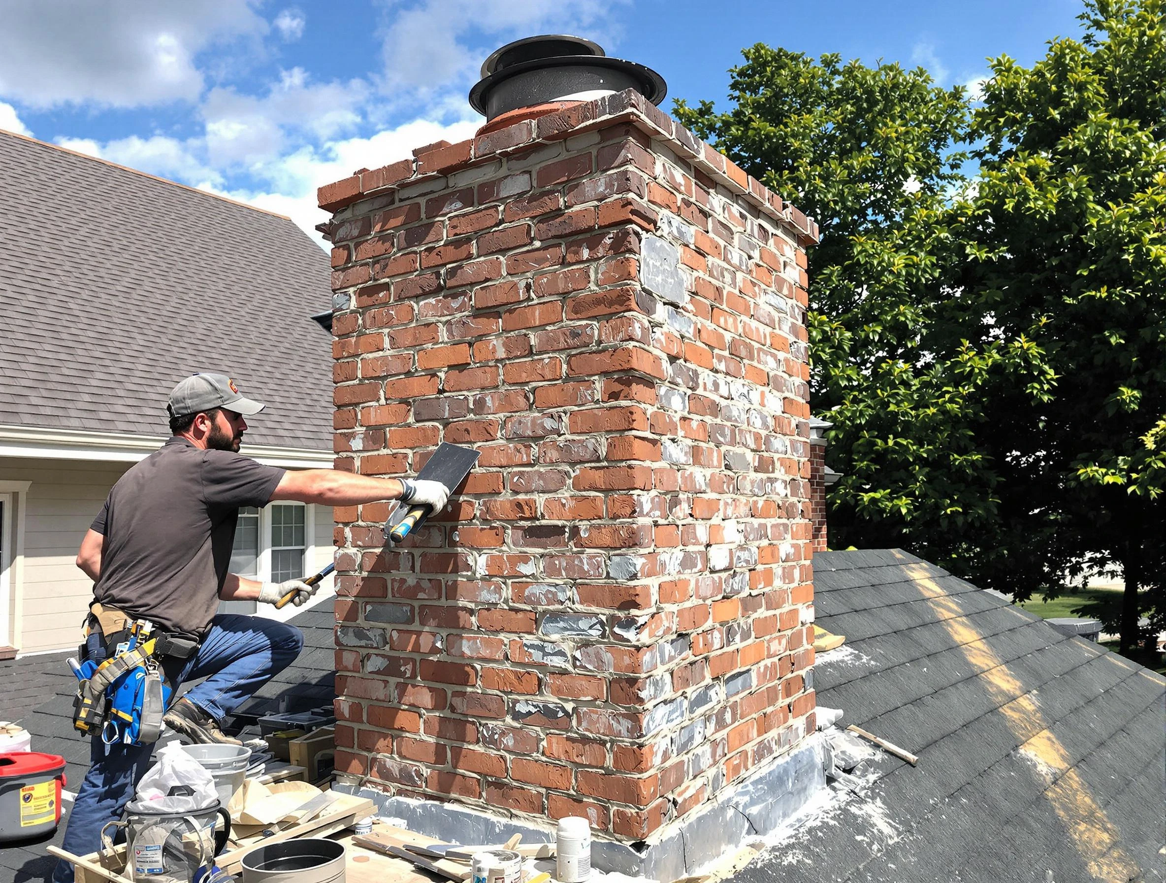 Completed chimney rebuild by Lexington Chimney Sweep in Lexington, MA