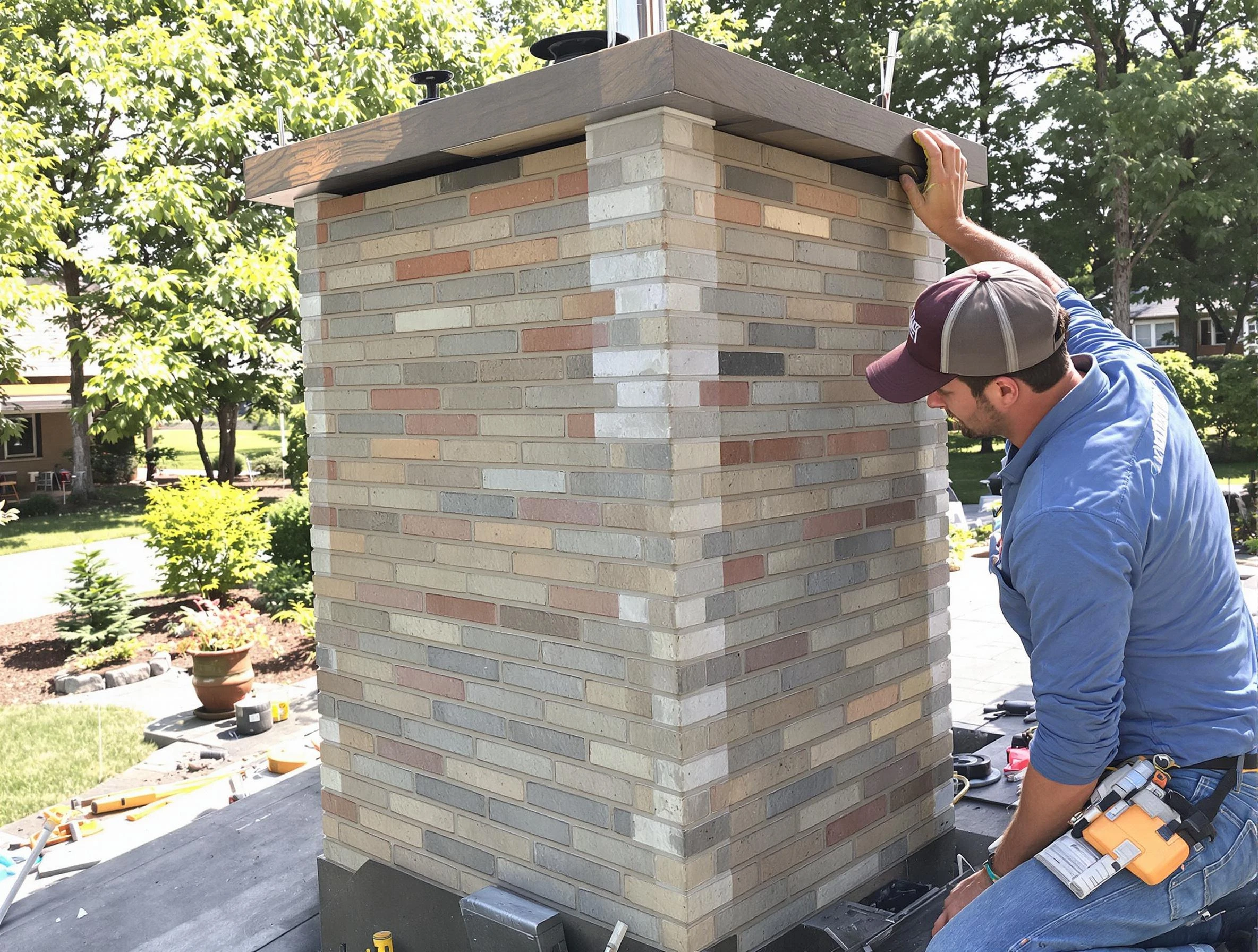 Lexington Chimney Sweep completing a modern chimney remodel in Lexington, MA