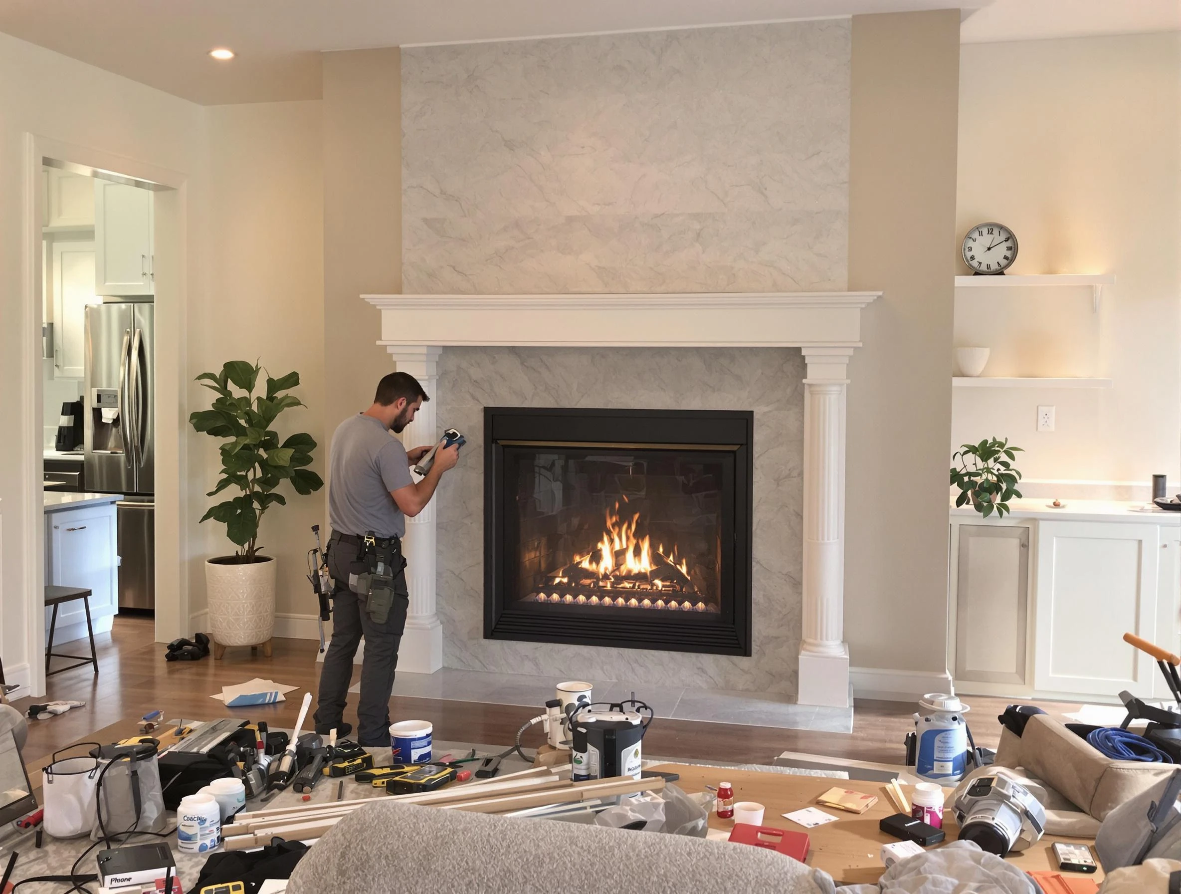 Newly installed fireplace by Lexington Chimney Sweep in Lexington, MA